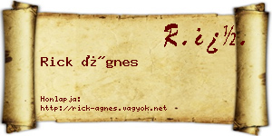 Rick Ágnes névjegykártya